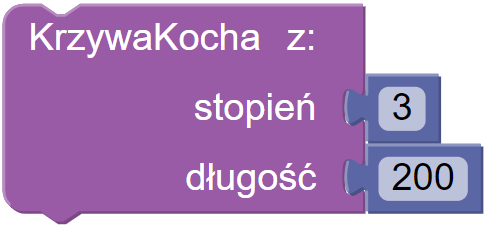 Wywołanie funkcji rysującej krzywą Kocha