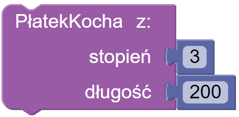 Wywołanie funkcji rysującej płatek Kocha