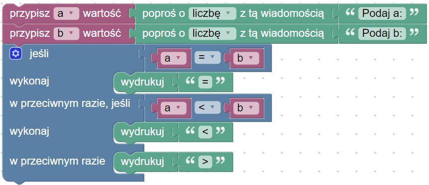 Porównywanie liczb - Blockly